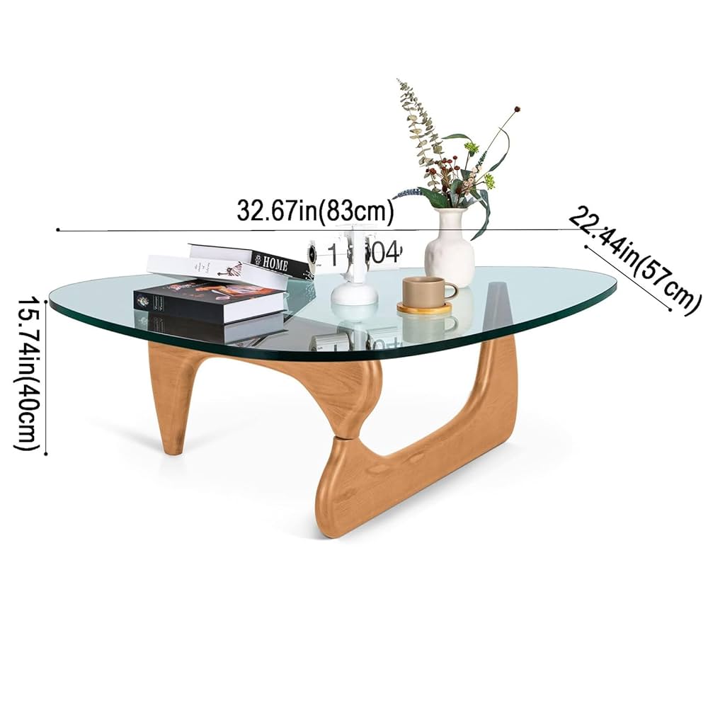 Triangle Glass Coffee Table Mid-Century Modern End Table